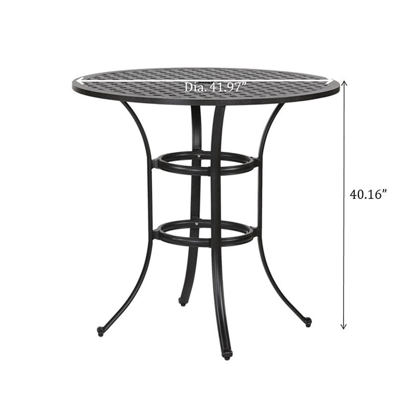 42" Round Outdoor Bar Table, Lattice Top, Seats 4 – Dark Lava Bronze / Dessert Night / Heritage Grey
