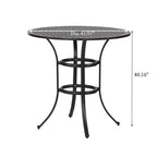 42" Round Outdoor Bar Table, Lattice Top, Seats 4 – Dark Lava Bronze / Dessert Night / Heritage Grey