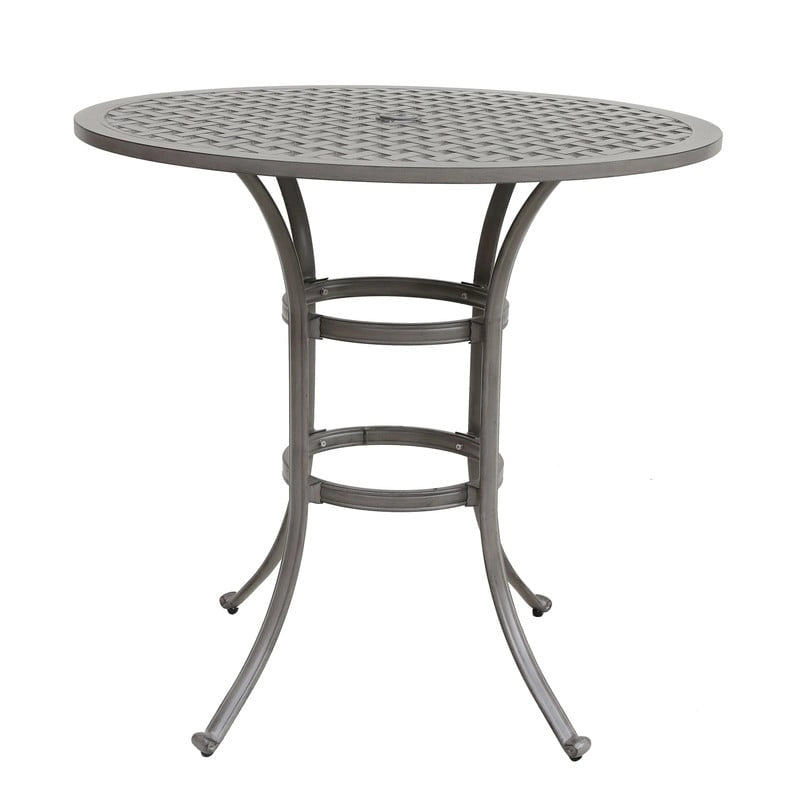 42" Round Outdoor Bar Table, Lattice Top, Seats 4 – Dark Lava Bronze / Dessert Night / Heritage Grey