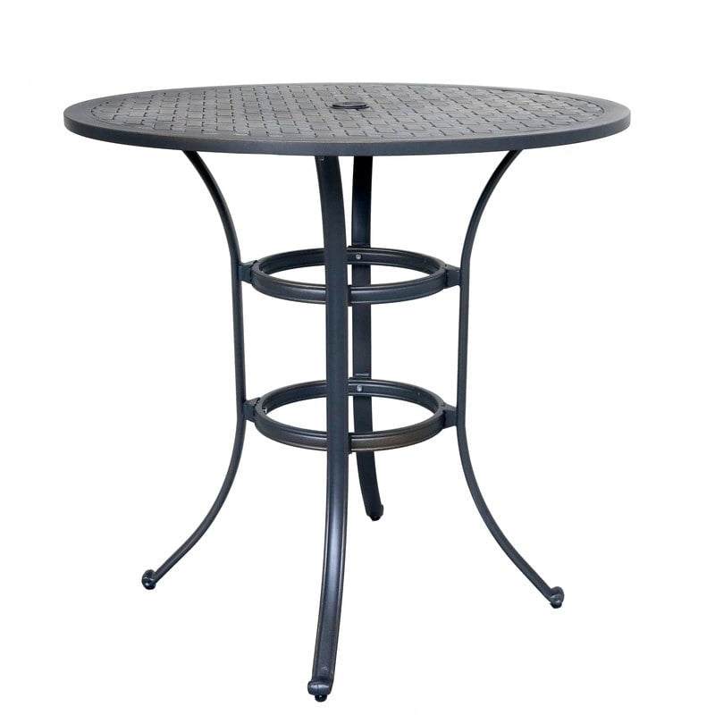 42" Round Outdoor Bar Table, Lattice Top, Seats 4 – Dark Lava Bronze / Dessert Night / Heritage Grey