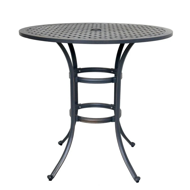 42" Round Outdoor Bar Table, Lattice Top, Seats 4 – Dark Lava Bronze / Dessert Night / Heritage Grey