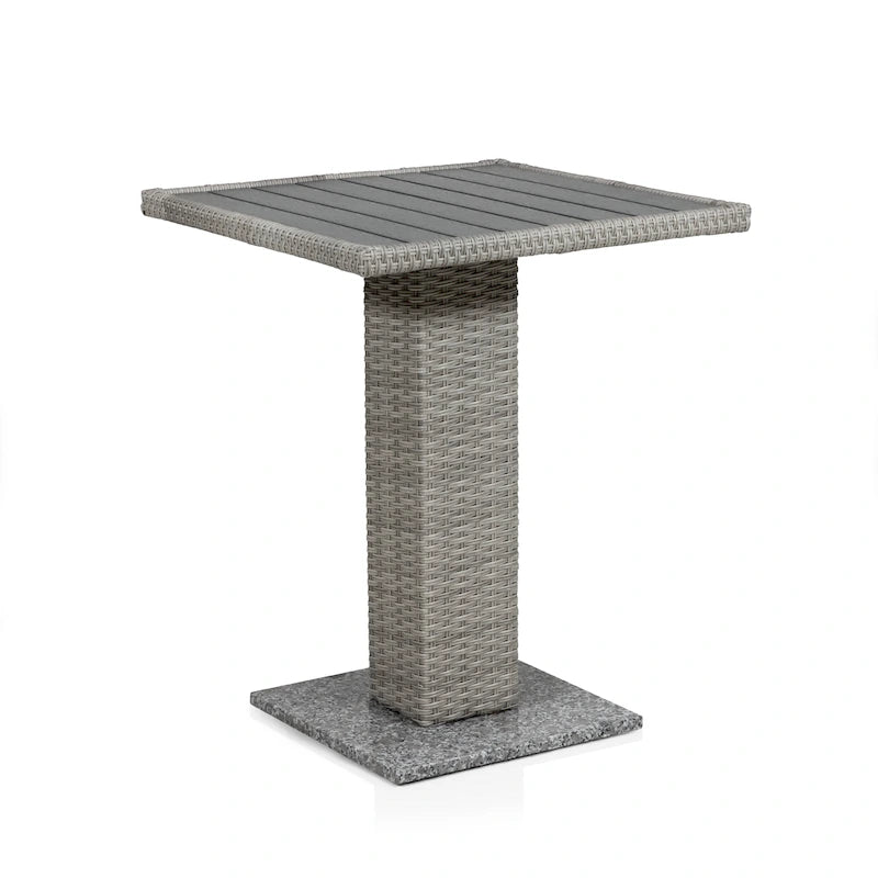 Natural / Grey PE Rattan Wicker Outdoor Bistro Side Table, 1-Person