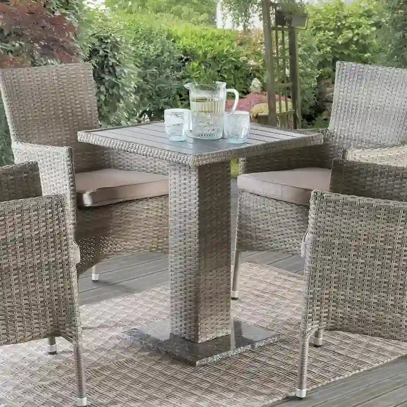 Noor Contemporary Rattan 24-inch Outdoor Bar Table with Stone Base by M&L Co.
