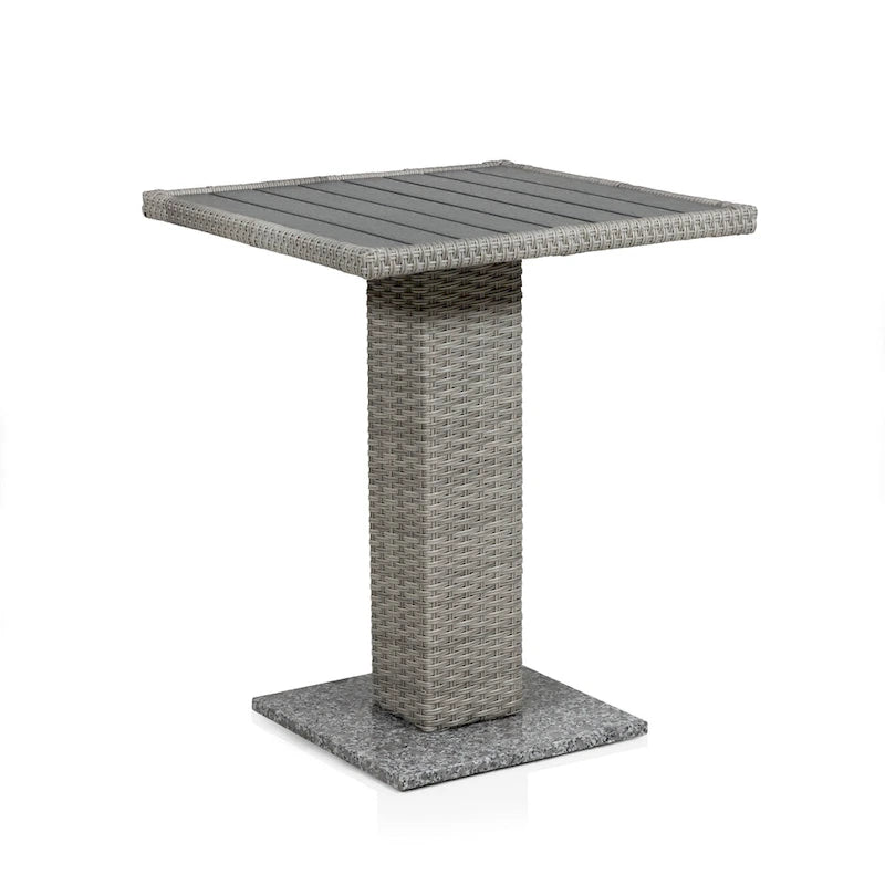 Natural / Grey PE Rattan Wicker Outdoor Bistro Side Table, 1-Person