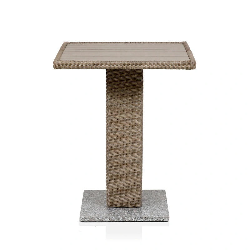 Natural / Grey PE Rattan Wicker Outdoor Bistro Side Table, 1-Person