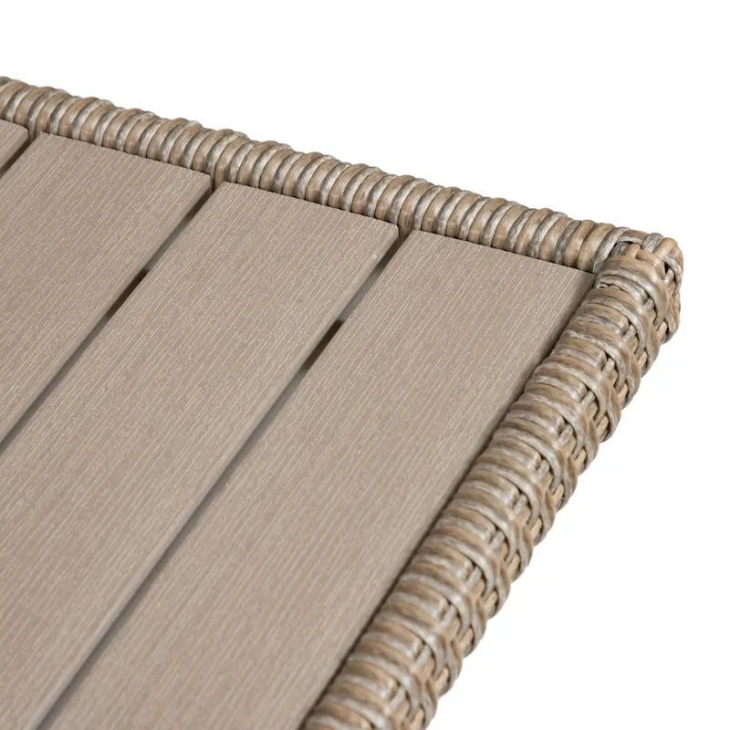 Natural / Grey PE Rattan Wicker Outdoor Bistro Side Table, 1-Person
