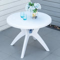White/Green Round Bistro Outdoor Dining Table with Umbrella Hole, 2-Person