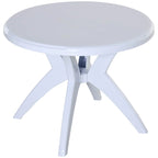 White/Green Round Bistro Outdoor Dining Table with Umbrella Hole, 2-Person
