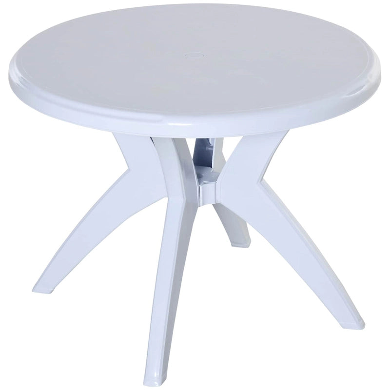 White/Green Round Bistro Outdoor Dining Table with Umbrella Hole, 2-Person