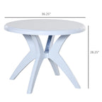 White/Green Round Bistro Outdoor Dining Table with Umbrella Hole, 2-Person