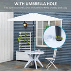 White/Green Round Bistro Outdoor Dining Table with Umbrella Hole, 2-Person