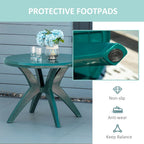 White/Green Round Bistro Outdoor Dining Table with Umbrella Hole, 2-Person
