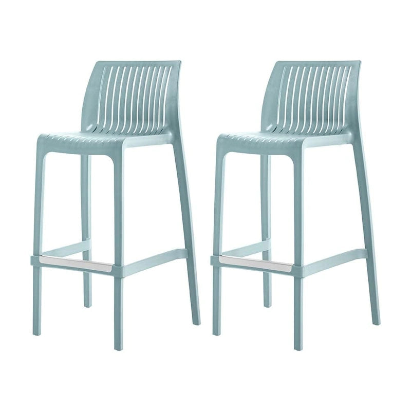 Grey Rattan-Style Resin Stackable Bar Stool, Set of 2