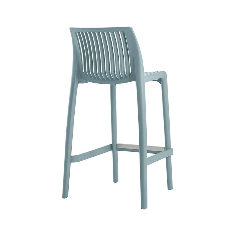Grey Rattan-Style Resin Stackable Bar Stool, Set of 2