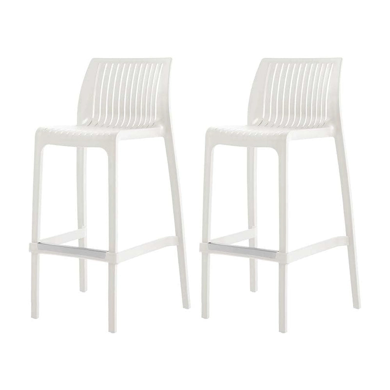 Grey Rattan-Style Resin Stackable Bar Stool, Set of 2