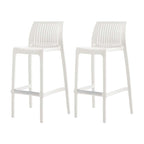 Grey Rattan-Style Resin Stackable Bar Stool, Set of 2