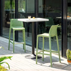 Grey Rattan-Style Resin Stackable Bar Stool, Set of 2