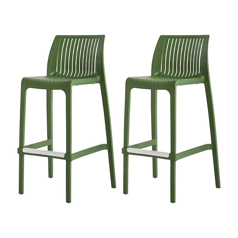 Grey Rattan-Style Resin Stackable Bar Stool, Set of 2