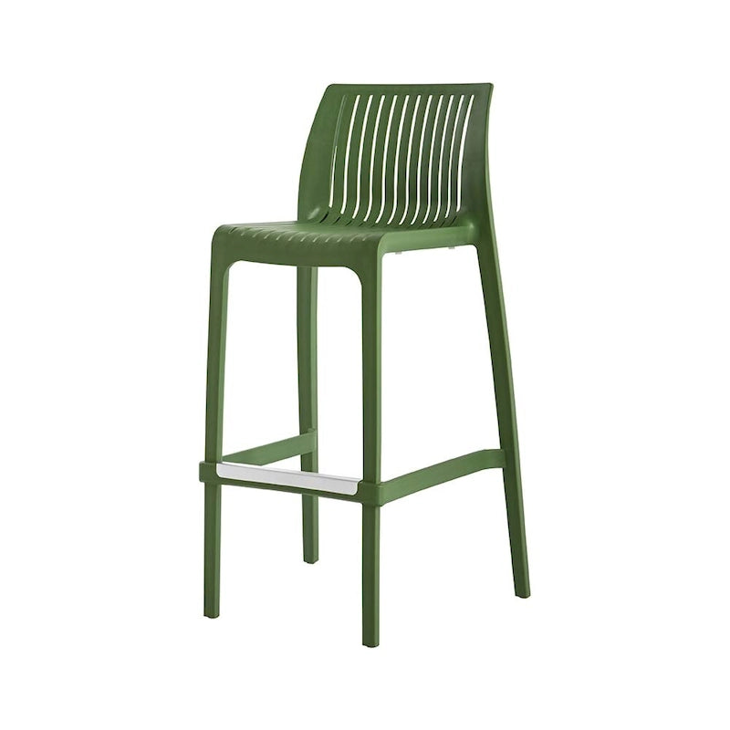 Grey Rattan-Style Resin Stackable Bar Stool, Set of 2