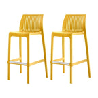 Grey Rattan-Style Resin Stackable Bar Stool, Set of 2