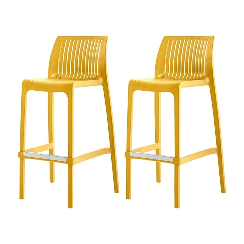 Grey Rattan-Style Resin Stackable Bar Stool, Set of 2