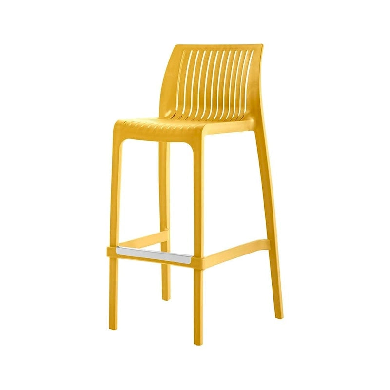Grey Rattan-Style Resin Stackable Bar Stool, Set of 2