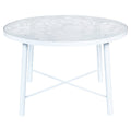 Round Outdoor Dining Table – Aluminum Frame with Tempered Glass Top, Floral Cutout, Seats 4 (White / Brown / Red / Black)