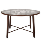 48 in. Round Outdoor Dining Table in Aluminum with Tempered Glass Tabletop - 47.25 x 47.25