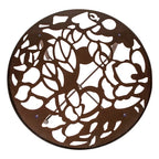 Round Outdoor Dining Table – Aluminum Frame with Tempered Glass Top, Floral Cutout, Seats 4 (White / Brown / Red / Black)