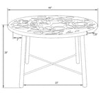 Round Outdoor Dining Table – Aluminum Frame with Tempered Glass Top, Floral Cutout, Seats 4 (White / Brown / Red / Black)