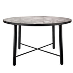 Round Outdoor Dining Table – Aluminum Frame with Tempered Glass Top, Floral Cutout, Seats 4 (White / Brown / Red / Black)