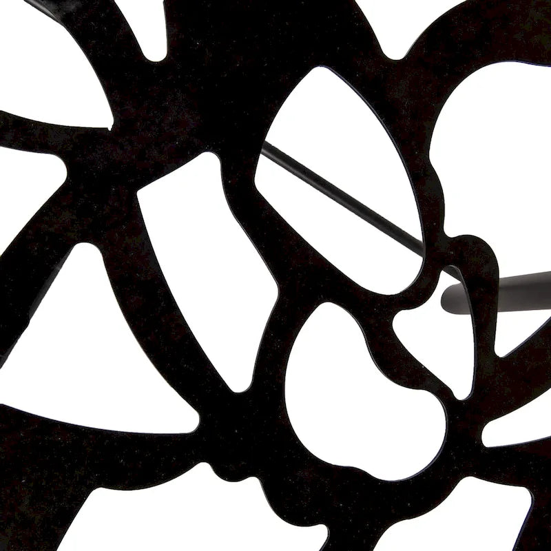Round Outdoor Dining Table – Aluminum Frame with Tempered Glass Top, Floral Cutout, Seats 4 (White / Brown / Red / Black)