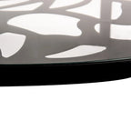 Round Outdoor Dining Table – Aluminum Frame with Tempered Glass Top, Floral Cutout, Seats 4 (White / Brown / Red / Black)