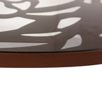 Round Outdoor Dining Table – Aluminum Frame with Tempered Glass Top, Floral Cutout, Seats 4 (White / Brown / Red / Black)
