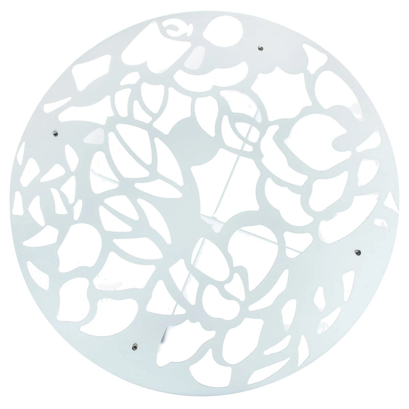 Round Outdoor Dining Table – Aluminum Frame with Tempered Glass Top, Floral Cutout, Seats 4 (White / Brown / Red / Black)