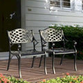 2 PCS Cast Aluminum Bistro Chairs with Black and Gold Powder Coating