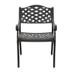 Black & Gold Cast Aluminum Bistro Chair Set, Lattice Style, 2-Person