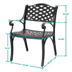 Black & Gold Cast Aluminum Bistro Chair Set, Lattice Style, 2-Person