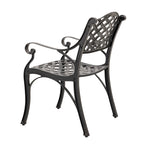 Black & Gold Cast Aluminum Bistro Chair Set, Lattice Style, 2-Person
