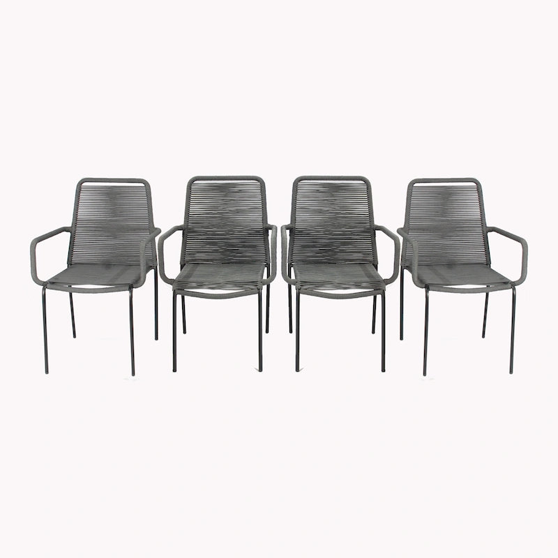 Grey / Black Rope Dining Arm Chair, Set of 4