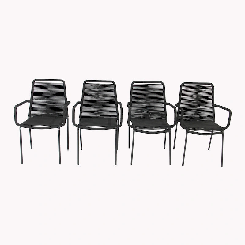 Grey / Black Rope Dining Arm Chair, Set of 4