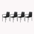 Grey / Black Rope Dining Arm Chair, Set of 4