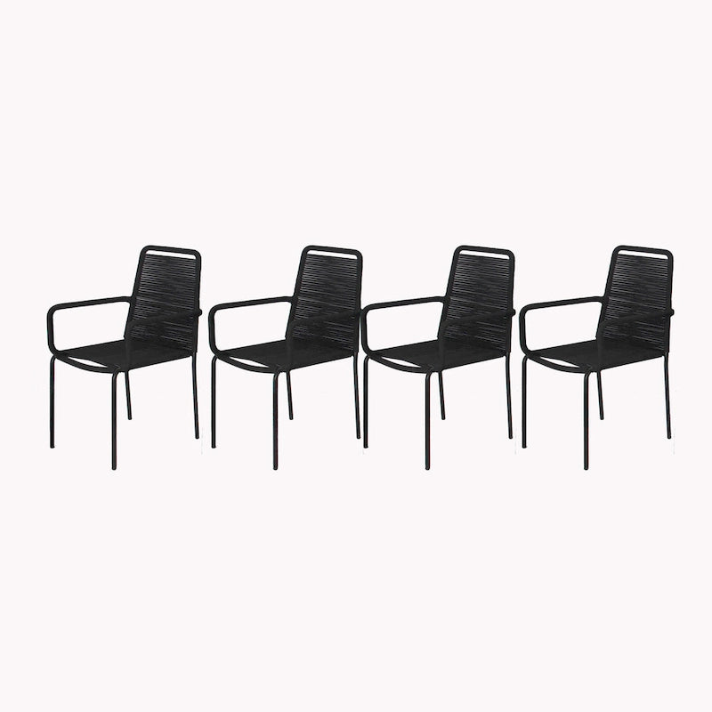Grey / Black Rope Dining Arm Chair, Set of 4