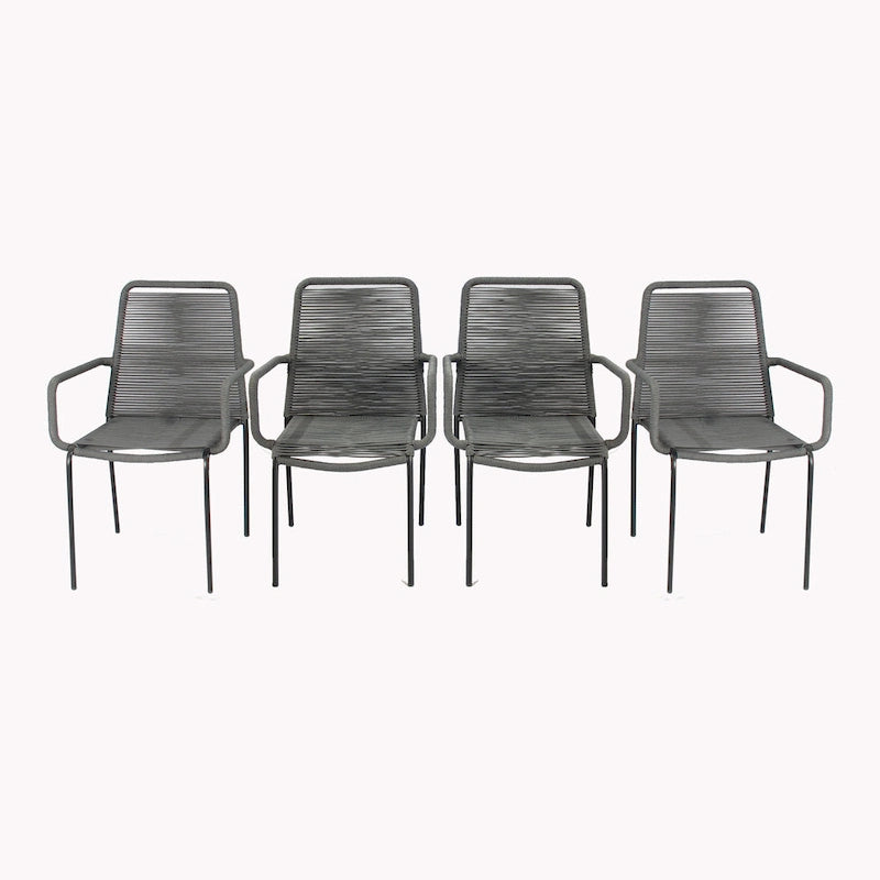 Grey / Black Rope Dining Arm Chair, Set of 4