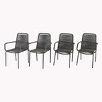 Grey / Black Rope Dining Arm Chair, Set of 4