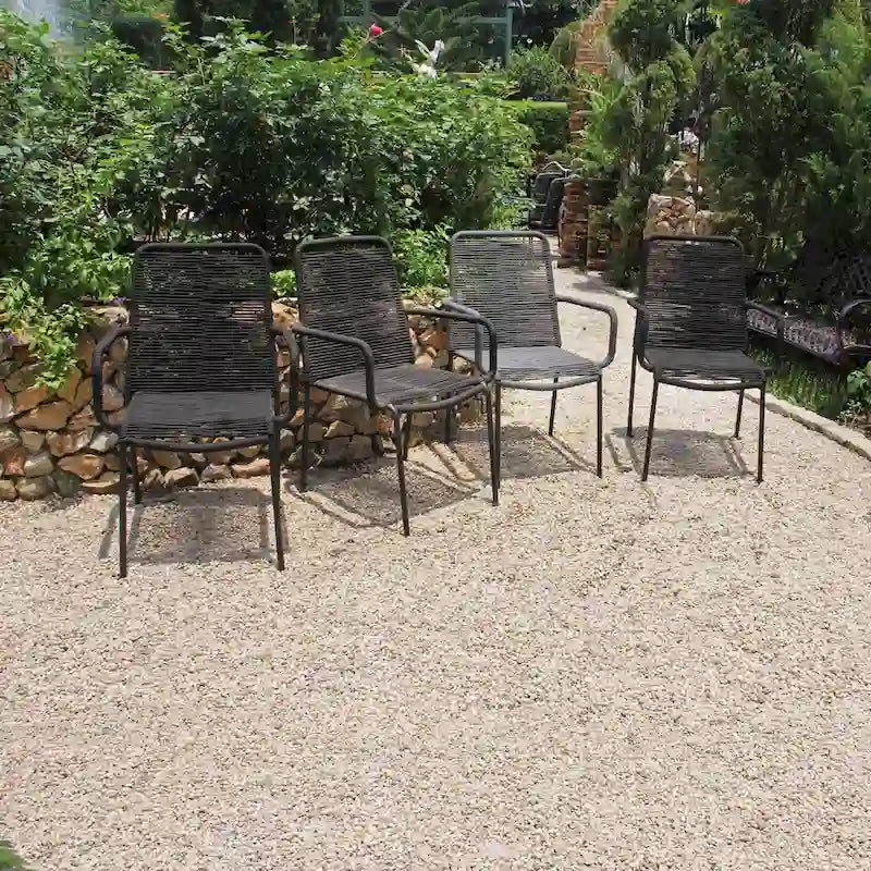 Grey / Black Rope Dining Arm Chair, Set of 4
