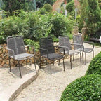 Grey / Black Rope Dining Arm Chair, Set of 4