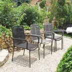 Grey / Black Rope Dining Arm Chair, Set of 4