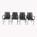 Grey / Black Rope Dining Arm Chair, Set of 4