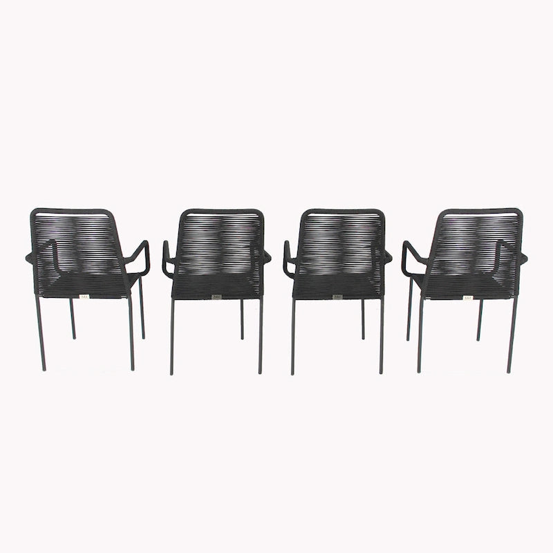 Grey / Black Rope Dining Arm Chair, Set of 4